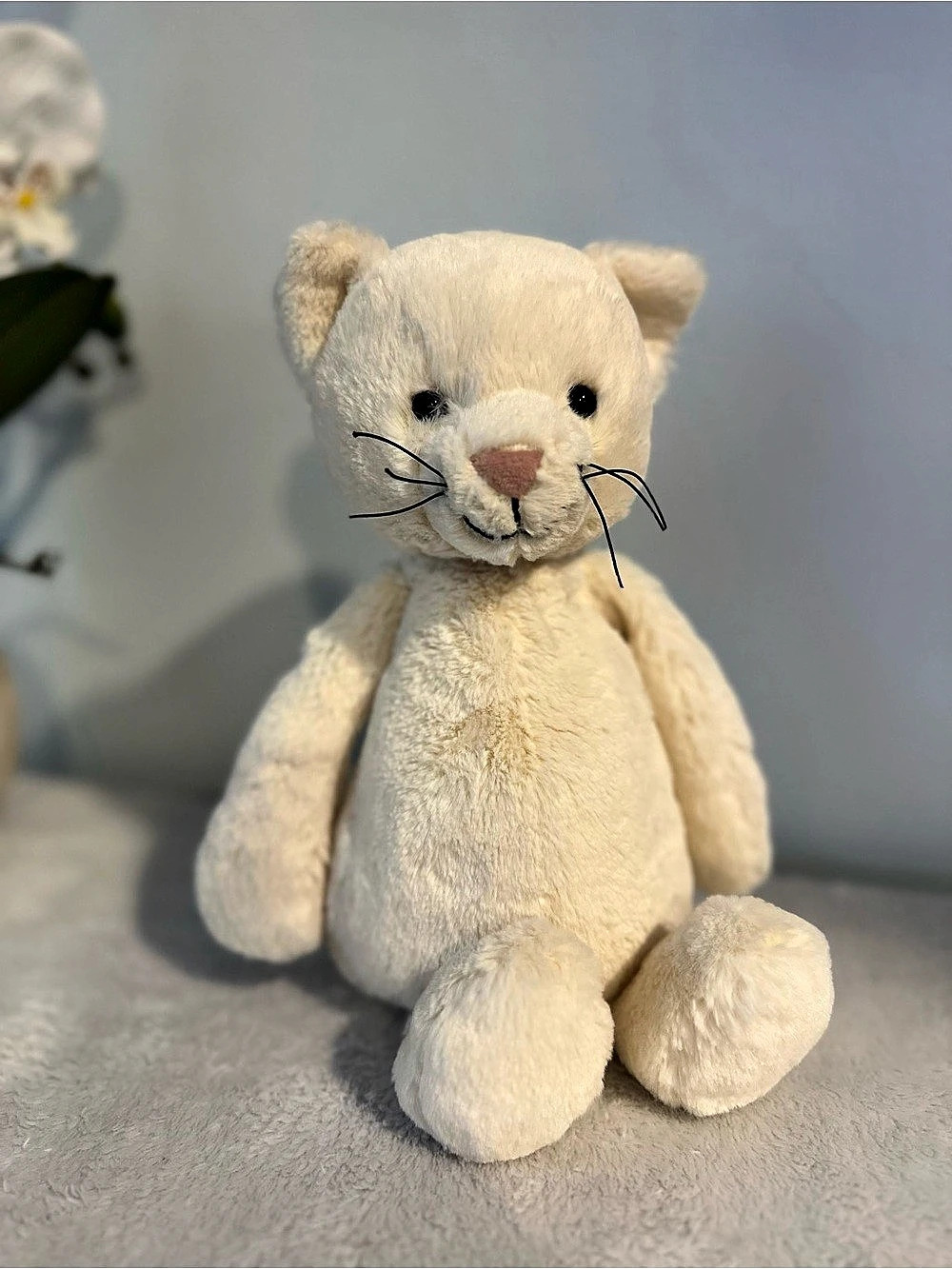 RETIRED Jellycat Bashful Cream Kitten Plush - Medium 12" White Cat